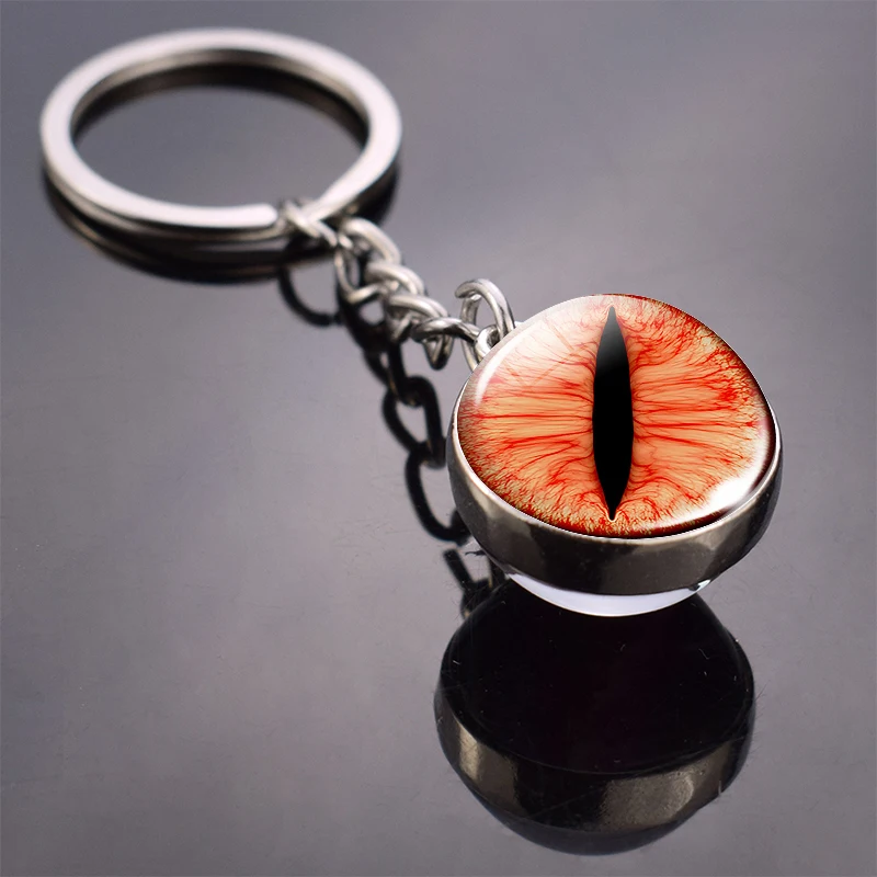 Круглый автомобильный брелок для ключей от сглаза художественное изображение стеклянный кабошон шар брелок для ключей Кот Дракон сова брелок в виде глаза подарок