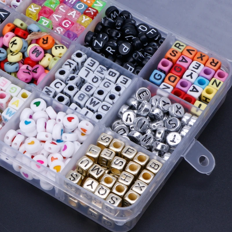 1100 шт разноцветные буквы алфавита из акрила A-Z куб бусины для изготовления ювелирных изделий