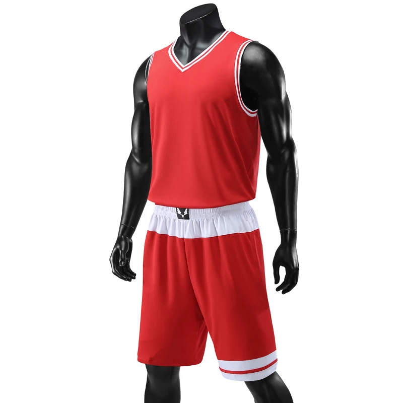 Мужские баскетбольные майки, набор, быстросохнущие баскетбольные майки, форма для колледжа, тренировочный спортивный жилет+ шорты - Цвет: red