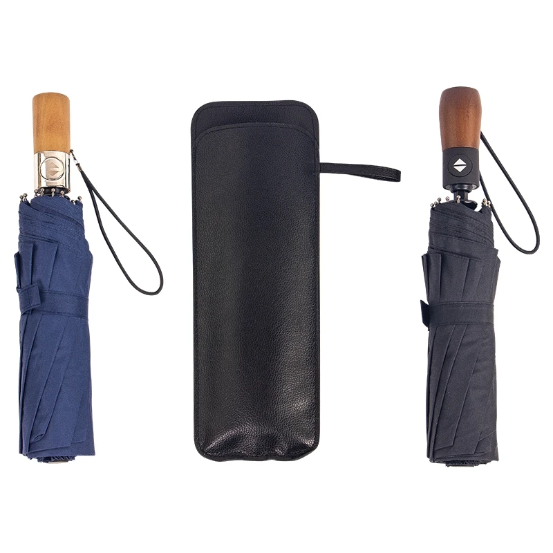 

Solid Wood Full Automatic Umbrella Sun Folding Umbrella Windproof UV Clear Big Rain Umbrellas Men Business Ombrello Gift SY215