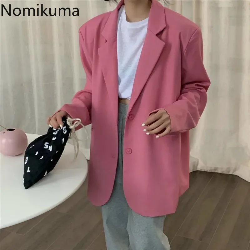 Женский блейзер Nomikuma корейский Повседневный однотонный пиджак с длинным рукавом