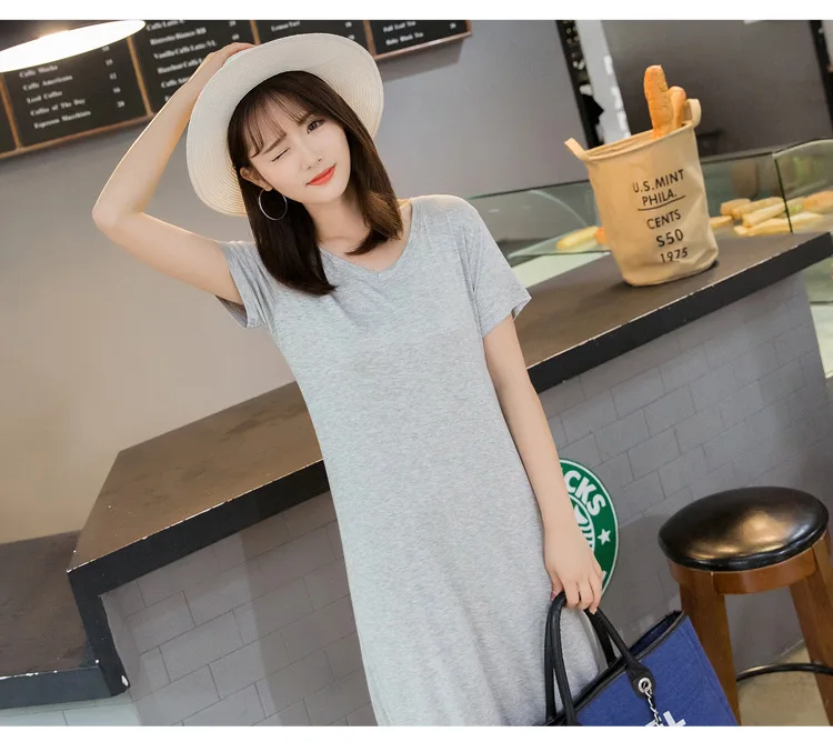 Fdfklak Modal Comfortable Sleepwear Women Night Shirt New Short Sleeve Long Dress Spring Summer Nightgowns Female Sleepshirt