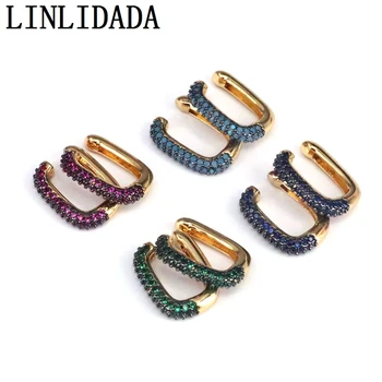 

5Pairs New Colorful CZ Ear Cuff No Pierced Earcuffs Circle U Shaped Clip On Earrings Party Wedding Jewelry