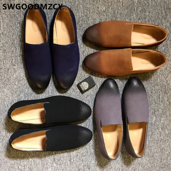 

Mens Dress Shoes Loafers Black Suede Shoes Men Blue Elegant Shoes For Men Plus Size Wedding Dress Chaussures Hommes En Cuir Luxe