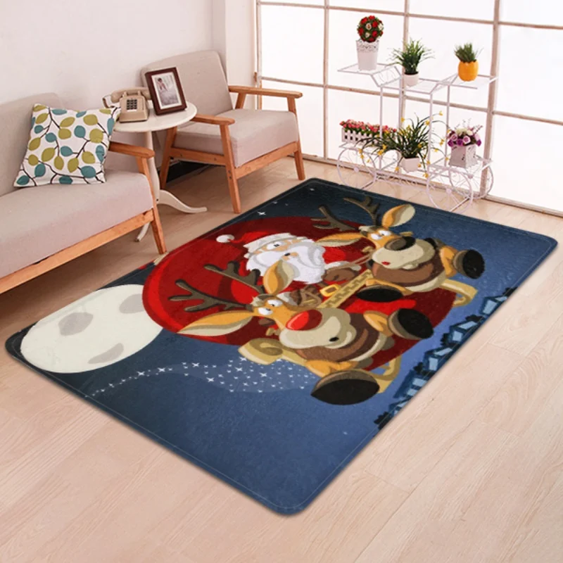 Crimson And Scarlet Christmas Themed Area Rug Soft Non-Skid Floor Mat Carpet Holiday Home Decorations