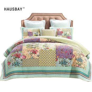 

American Quilt 3Pcs Bedding Set Creative Patchwork Quilt 100% Cotton Hand-Quilted Quilt for Summer Pillowcase Bed Cover QT022