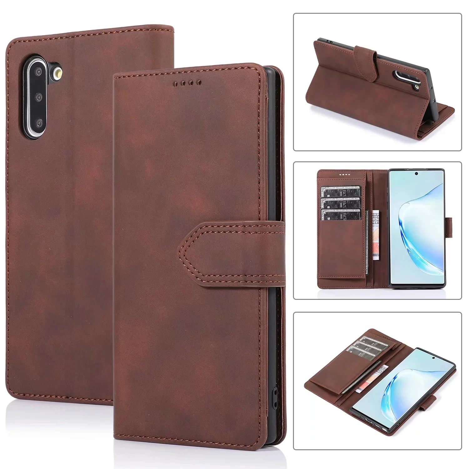 Роскошный кожаный чехол для samsung Galaxy A20 A50 A20E A70 A40 A30s A50S Note10 9 S10e S9 S8 плюс Магнитный чехол-книжка кошелек для карт из искусственной кожи - Цвет: Кофе