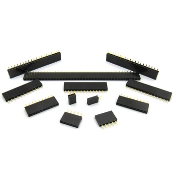 

100pcs 2.54mm Pitch PCB Female Pin Header Connector Straight Single Row 2/3/4/5/6/7/8/9/10/11/12/13/14/15/16/20/40Pin