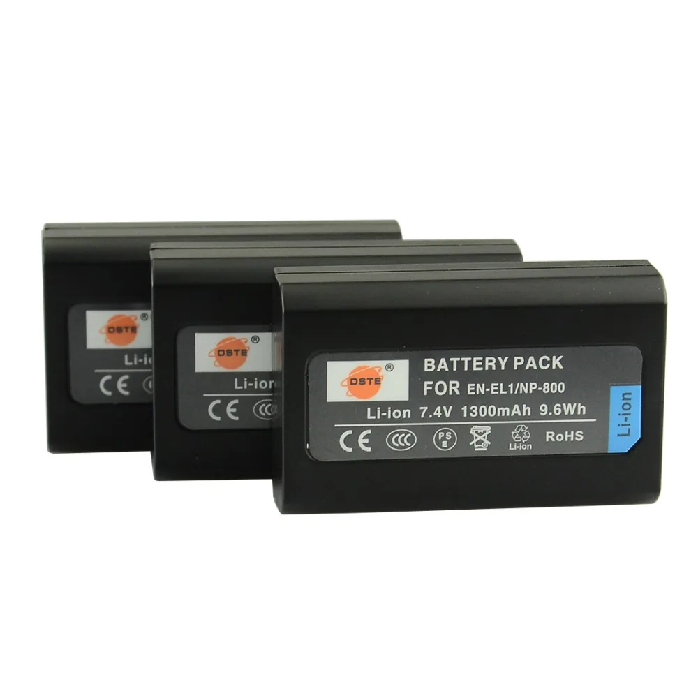 3Batttery Only 2/3 шт 1300 мАч 7,4 V DSTE EN-EL1 ENEL1 NP-800 Перезаряжаемые цифровой аккумулятор DSLR Зарядное устройство для Nikon COOIPIX для MINOLTA BIZHUB A200 DG-5W - Цвет: 3Batttery Only