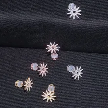 Роскошные серьги-гвоздики слджели, настоящее 925 пробы, серебро, 3 золотых цвета, защита от солнца, микро полный кубический цирконий, камни для женщин, модное ювелирное изделие