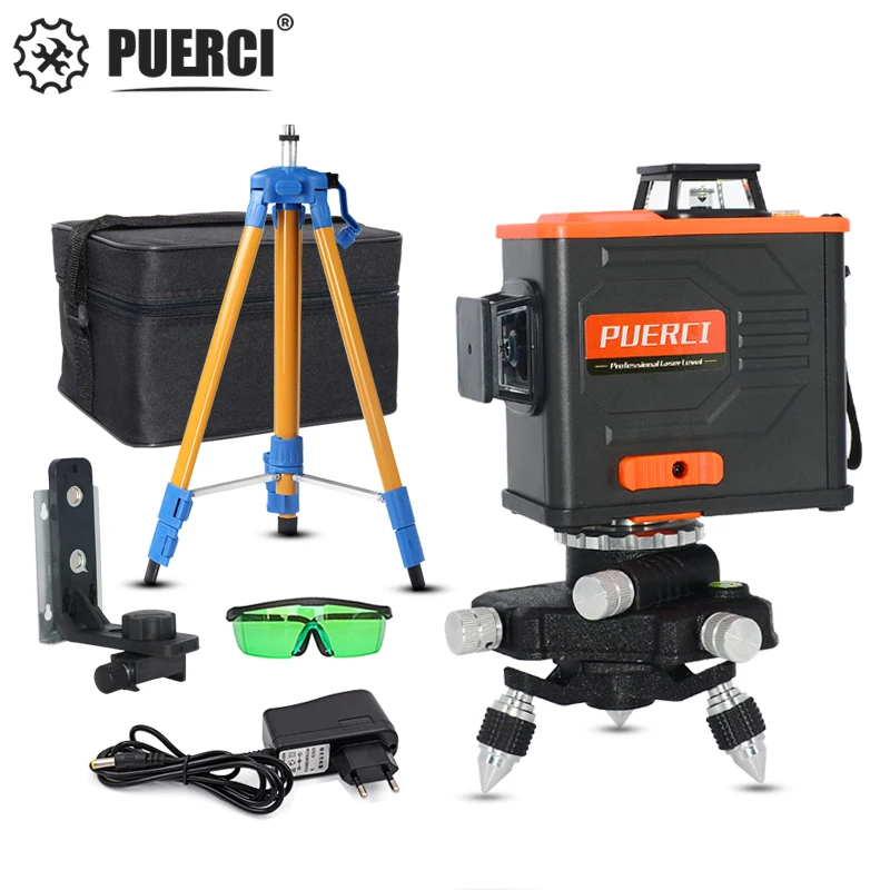 

PUERCI P6CG 12 Lines 3D Green Laser Level Self Leveling 360 Horizontal an Vertical Cross Super Powerful Green Laser Beam Line