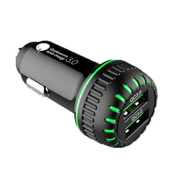 

36W Creative 2 Ports Usb Fast Dual Adapter Qc3.0 Fast Charging Plastic Car Charger Mobile Phone Usb Car Phone Charger 1pcs