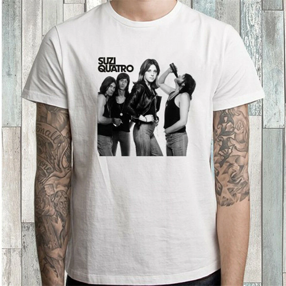 Suzi Quatro Can The Rock Band мужская белая футболка Размер S M L XL 2XL 3XL свободный стиль