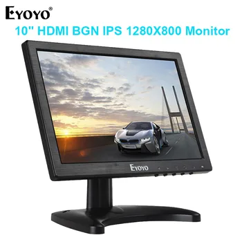 

Eyoyo 10 Inch IPS Small LCD Monitor Screen 1280x800 Support HDMI VGA BNC AV Input for Computer PC TV CCTV Security Display