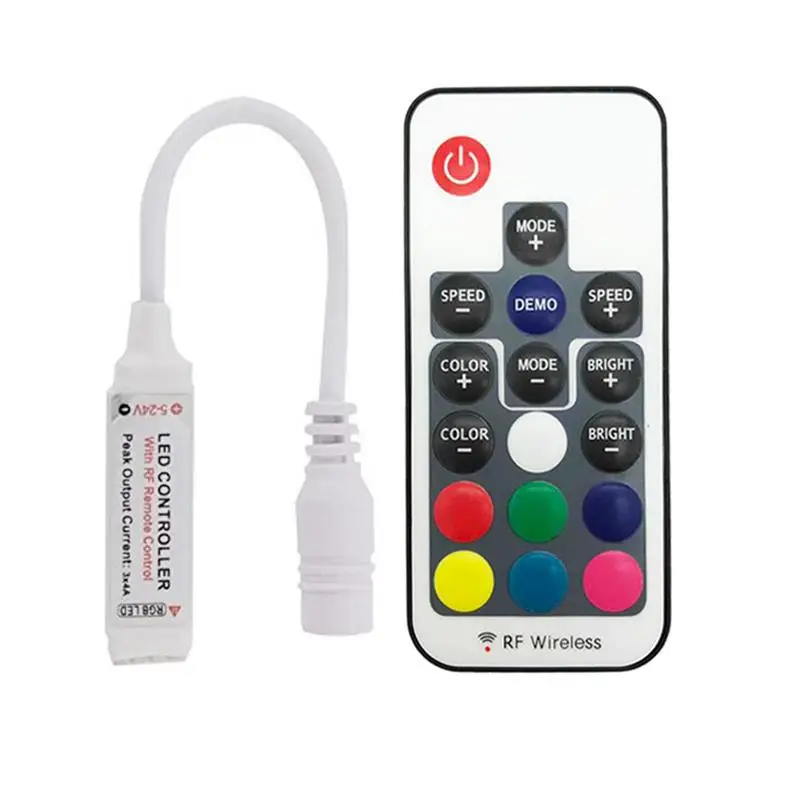

New 17-Key Mini RF Wireless LED Dimming Remote Control for 5050/3528/5730/5630/3014 RGB Color Strip