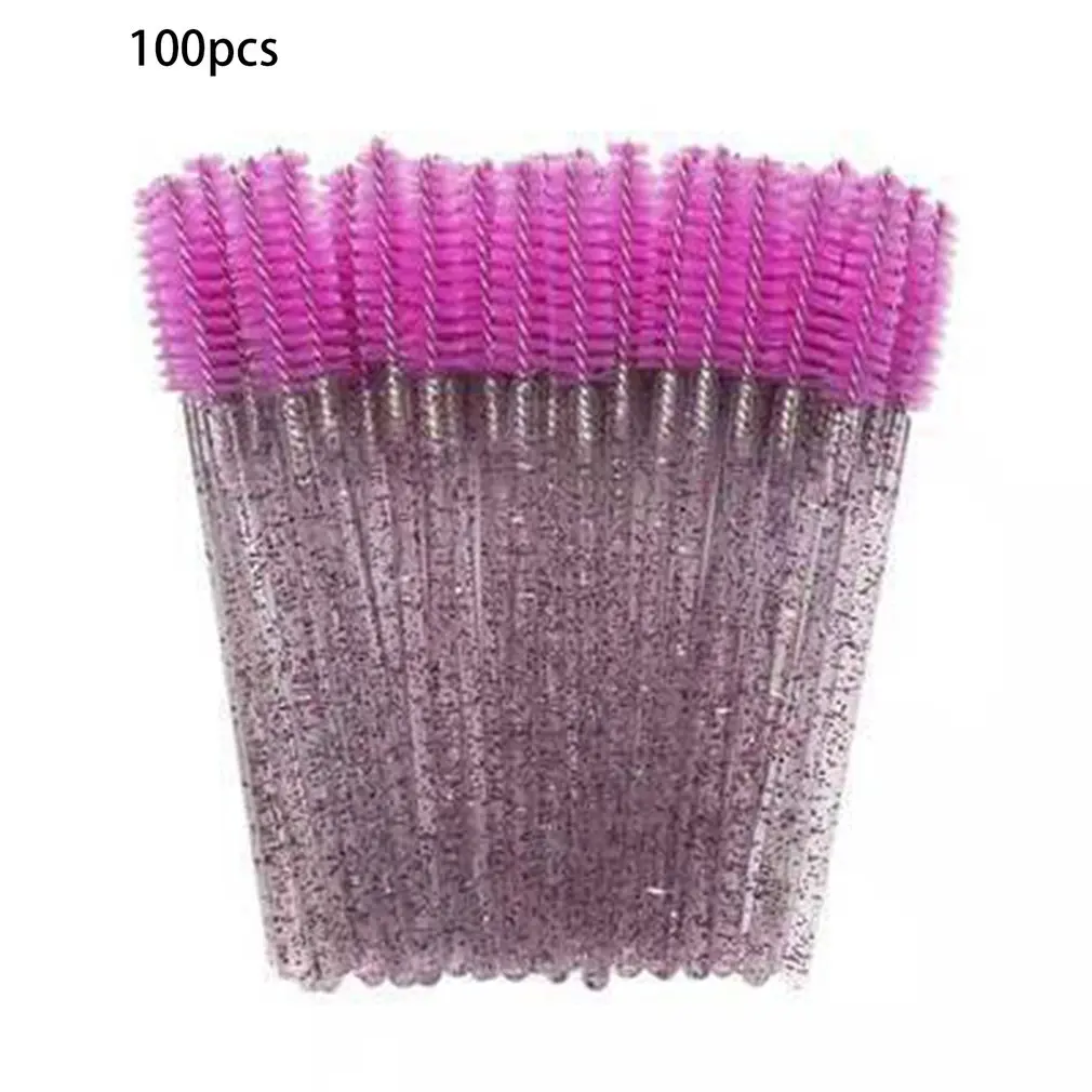 

100pcs Crystal Rod Disposable Eyelash Brush Mascara Stick Makeup Brush Applicator Eyelash Extension And Eyebrow Brush