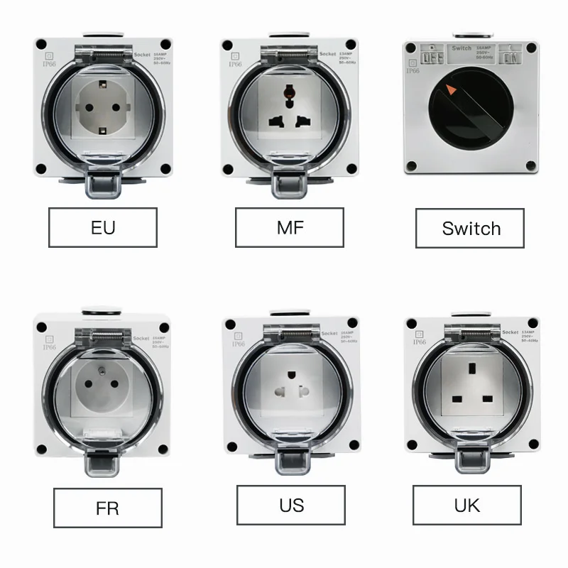 Outdoor Wall Switch Socket IP66 Weather&ampDust Proof Power Outlet 16A EU UK socket box | Обустройство дома
