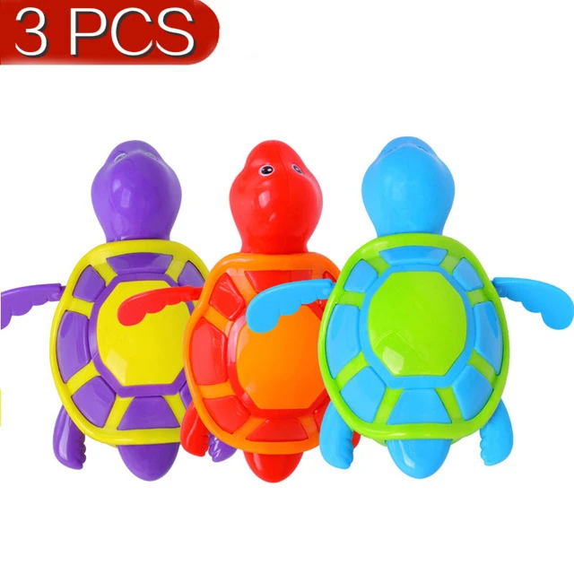 3PCS Детские Мультяшные морские животные Черепаха водная игрушка набор детский классический заводной плавательный душ ванна пляжная Ванна игрушки для детей - Цвет: 3PCS