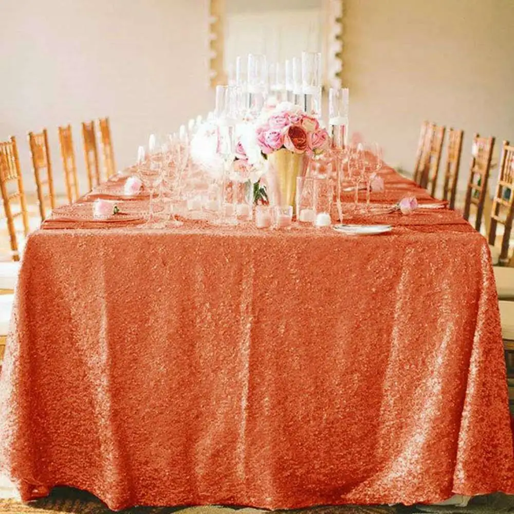  Sequin Tablecloth 60x102-Inch Sequin Table Cover Dessert Table Tablecloths Mermaid Orange Table Ski