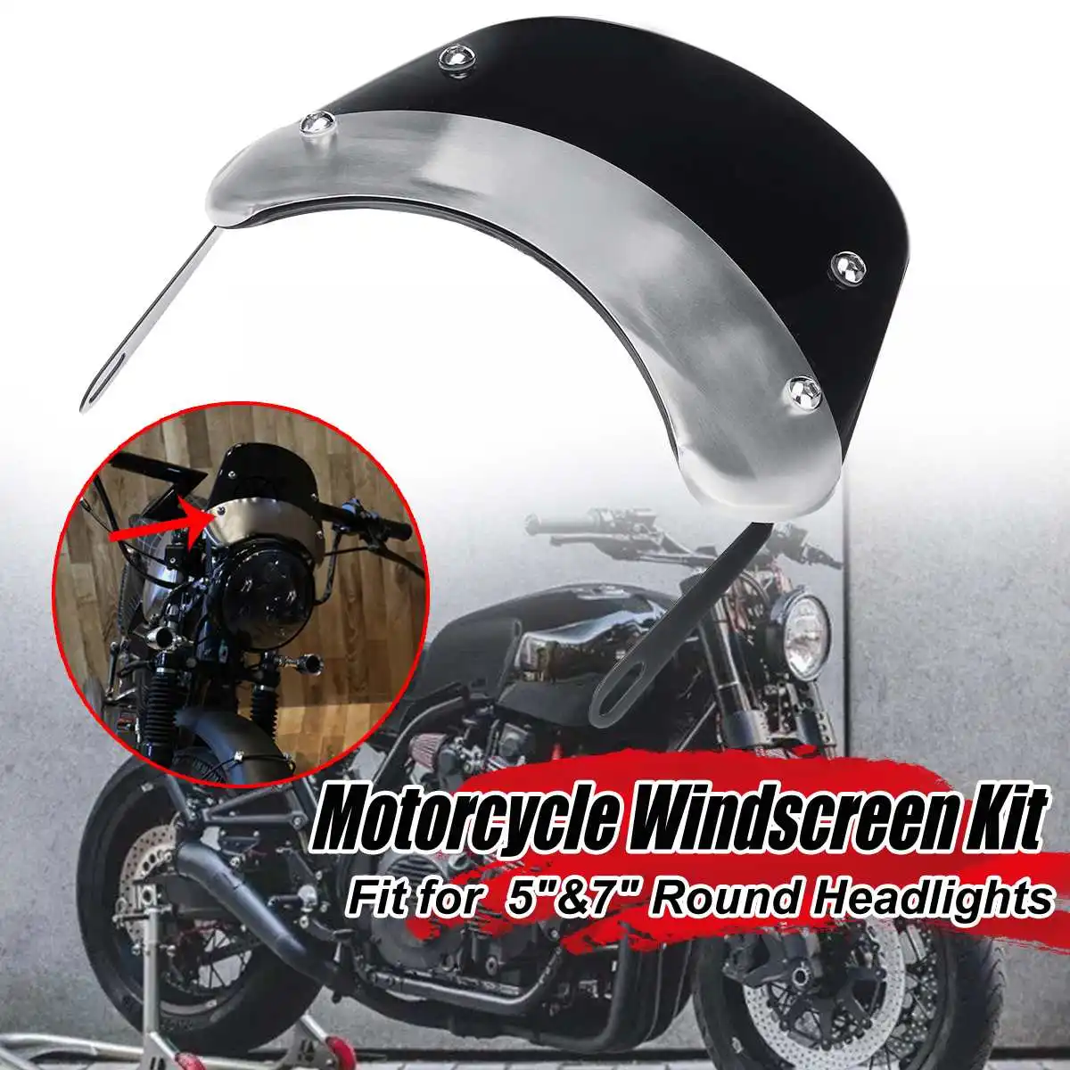 

3 Color Universal For 5"&7"Round Headlight Motorcycle Windscreen Windshield Wind Deflector Kit For Yamaha For Suzuki For Honda