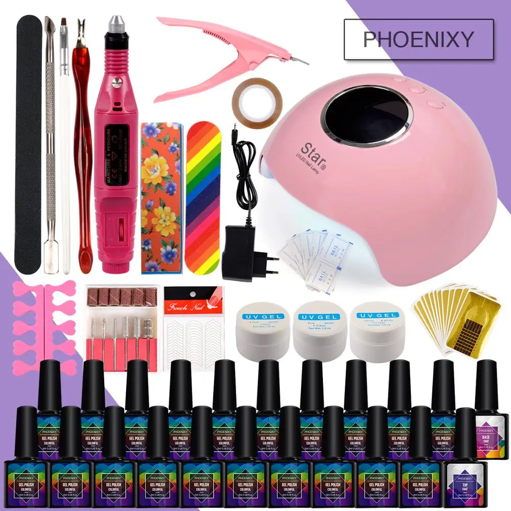 

Manicure Set uv Gel Set Electric Drill Machines Set LED Lamp Nail Gel Polish Set Soak Off Manicure Tools Extension Nail Art Set