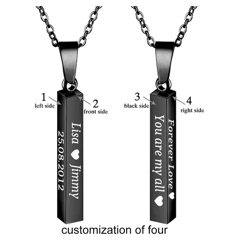 Квадратное ожерелье с надписью на заказ, нержавеющая сталь, розовое золото, серебро, персонализированные ожерелья для мужчин и женщин, ювелирное изделие, подарок
