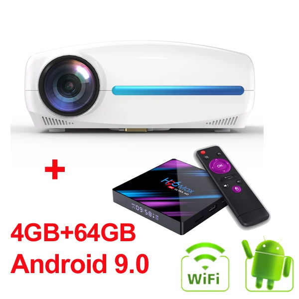 WZATCO C2 1920*1080P Full HD 45 градусов Цифровой keystone светодиодный проектор android 9,0 Wifi дополнительный портативный домашний проектор - Цвет: C2 Project add 64G W