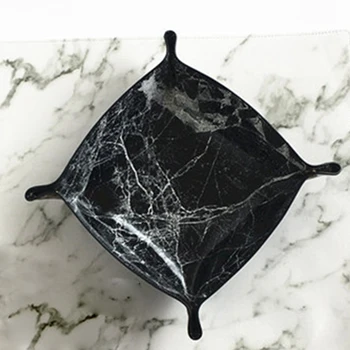 

Foldable Key Coin Display Storage Tray PU Leather Dish Desktop Home For Dice Party Supplies With Snaps Organizer Table Games