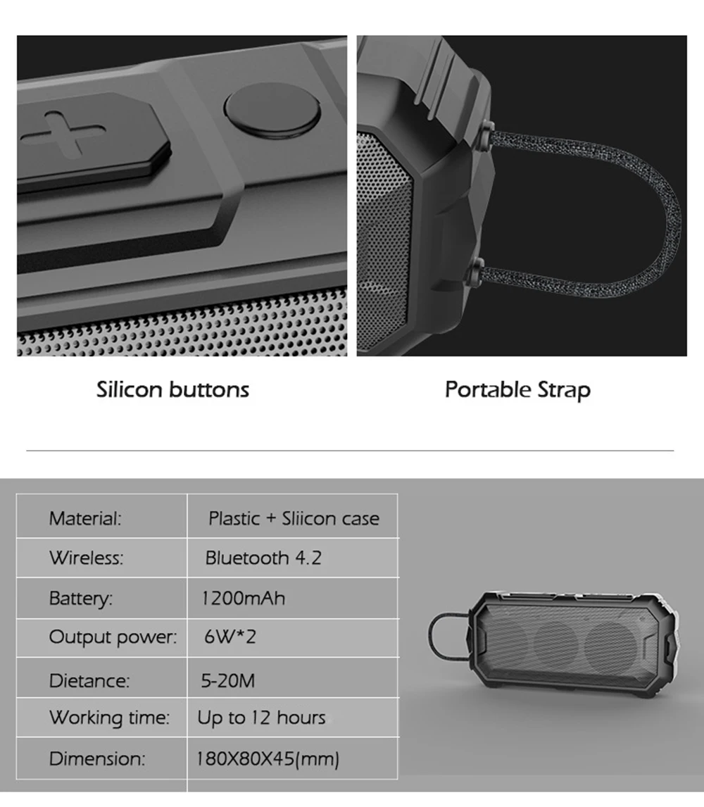 Портативный беспроводной Bluetooth динамик открытый водонепроницаемый бас звук стерео объемный сабвуфер Поддержка громкой связи TF карта MP3 Play