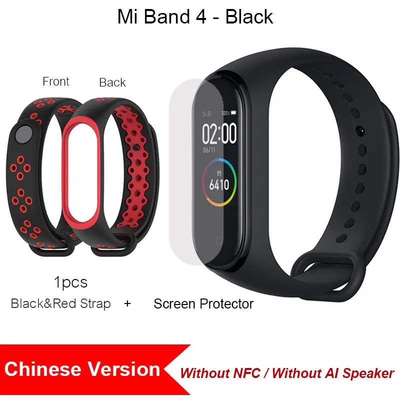 Новая глобальная версия Xiaomi mi Band 4 band 4 Smart mi Band 3 Цвета экран браслет сердечного ритма фитнес музыка 50 м Водонепроницаемый Bluetooth - Цвет: CN Black Red