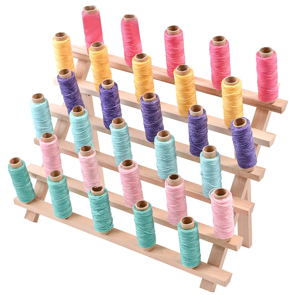 Thread Rack Wooden Organizer Foldable Wood Stand 30Spool Sewing Tool Hold Wall Mount Storage Holder | Дом и сад