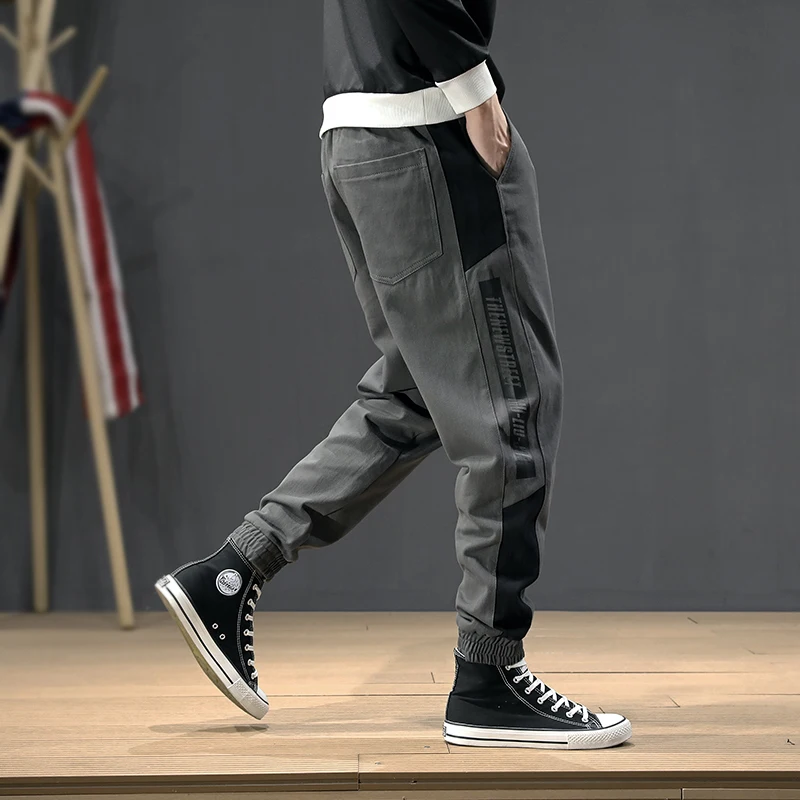 Fashion Streetwear Men Jeans Loose Fit Stripe Printed Designer Harem Trousers Cargo Pants Men Japanese Hip 3