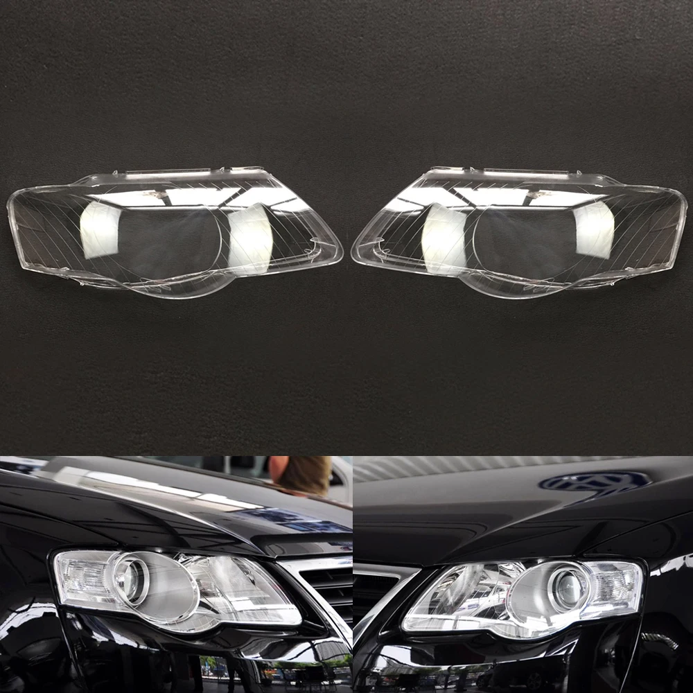 A Pair Для Volkswagen VW Passat B6 2006 2007 2008 2009 2010 2011 Автомобильные фары прозрачные линзы Авто оболочка Крышка - Цвет: A Pair