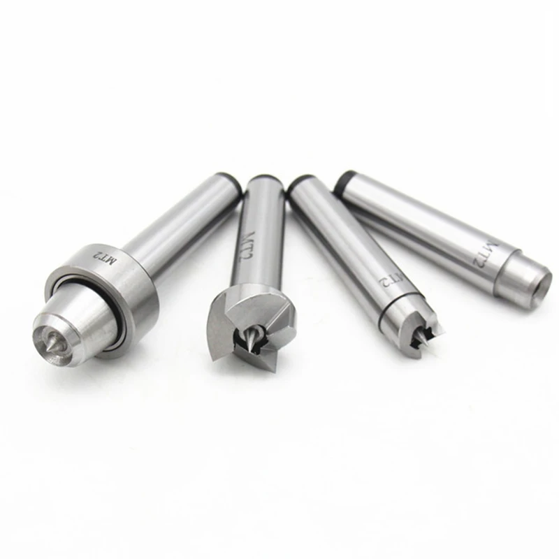

Hot Sale 4Pcs/Set Mt2 Live Center Drive Spur Driver Dead Center With Wooden Case For Metalworking Wood Lathe Turning Tools