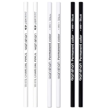 

6 Pcs Graphite Drawing Pencils and Sketch Set - Includes 2 Black Pencils, 2 White Pencils,2 White Charcoal Pencils for Sketching