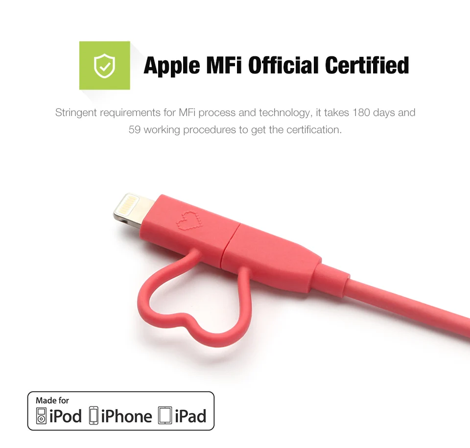 GGMM USB кабель для MFI ios iPhone xs apple и Android телефон 2.4A Быстрая зарядка данных зарядное устройство 2 в 1 микро USB кабели
