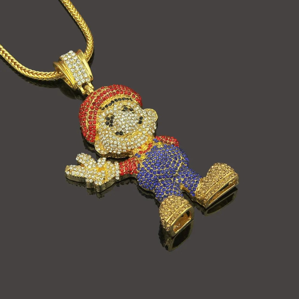 New 30 Inch Chain Big Heavy Super Mario Pendent Chain Necklace