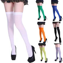 1 Pair Sexy Women Thigh Stockings Solor Color High Over The Knee Socks Long Knee Stockings Fashion Women Girls Silk Socks tanie tanio Womail Poliester high knee socks for girls Stałe high socks girls STANDARD thigh high socks girls thigh high socks for women