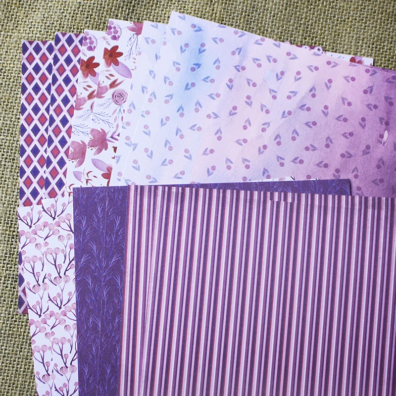 6 дюймов смешанный узор Скрапбукинг Бумага 24 листа фиолетовый цветение серии DIY Alubm бумажный пакет