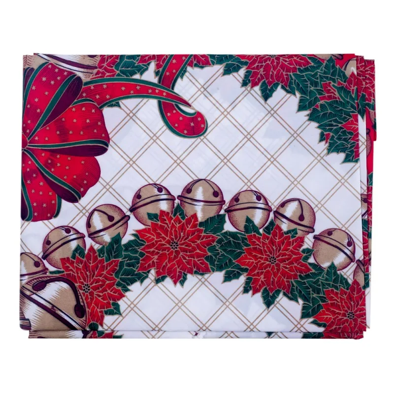 Poinsettia Christmas Flower Pritned Table Cloth Rectangle Decorative Table Cover Festive Holiday Decorations - Цвет: As the picture show