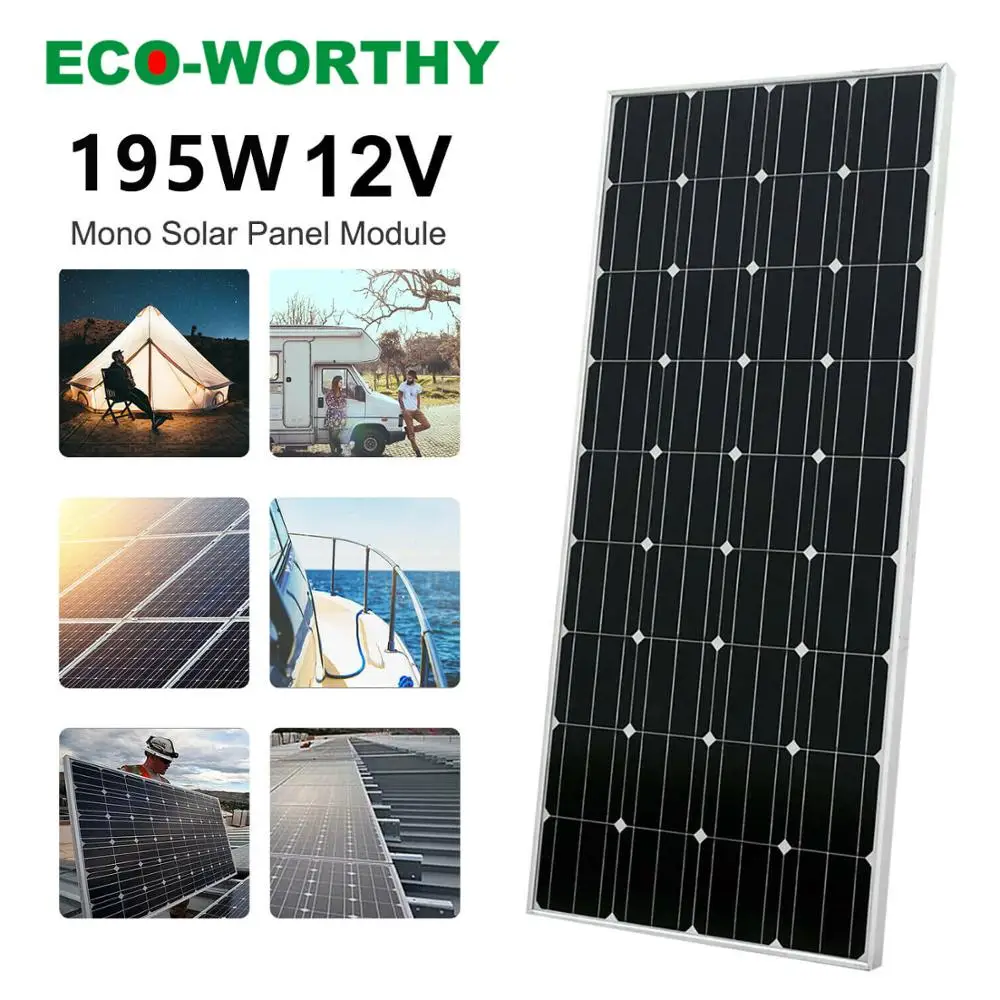 

ECO 200W Mono Solar Panel Kit 195W 12V Off Grid Battery Charger Caravan RV Camping Monocrystalline solar cell USA Stock