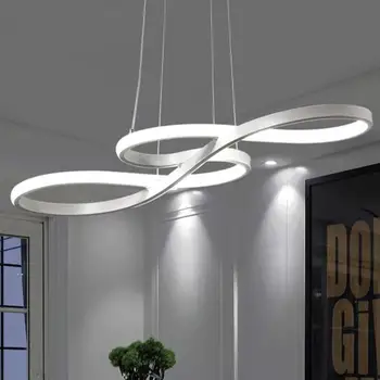 

White S type led pendant light for Art salon post-modern Aluminium Office led lighting Dining Room Lamp Study Lamp Bar Lamparas