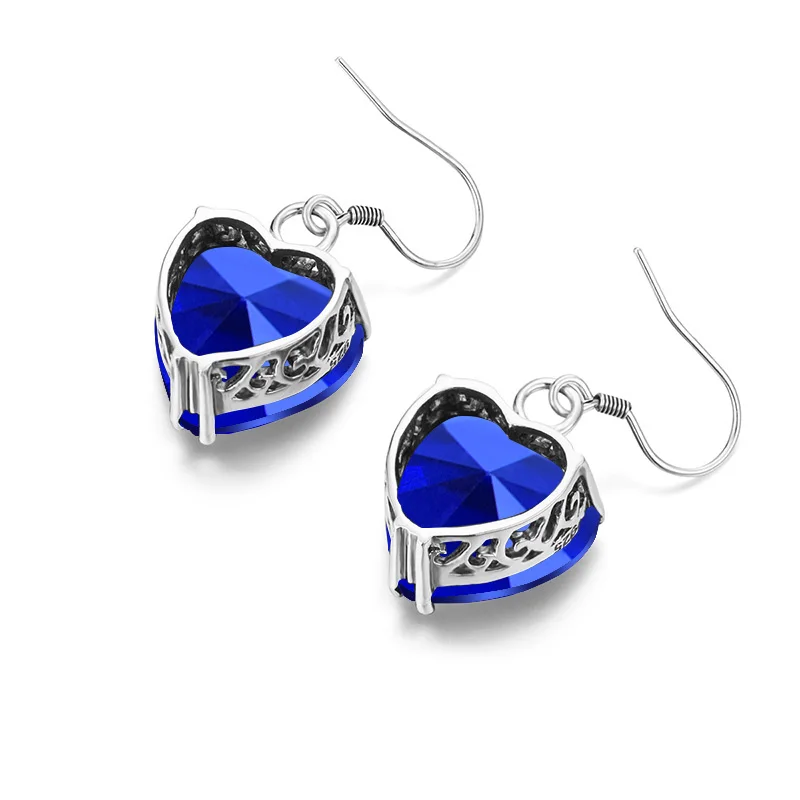 SzjinAo Handmade March Birthstone Unique Aquamarine Earrings For Women solid 925 sterling silver Vintaga Earring Wedding Gift