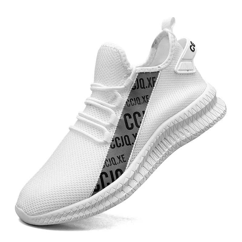 Hot New Men Sneakers White Mesh Breathable Trainers Light Running Shoes Comfortable Sports Men Shoes Big Size 39-46 Dropshipping 8
