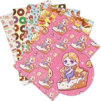 

DIY craft supplies 30 cm x 136 cm cartoon printed faux leather sheets for bows material decoration. L291-295