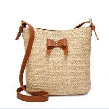 

Summer Womens Bohemian Woven Handbag Shoulder Beach Bag Casual Tote Straw Wicker
