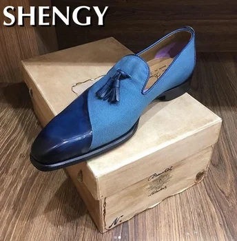 

2020 Men Pu Leather Shoes Low Heel Fringe Shoes Dress Shoes Brogue Shoes Spring Ankle Boots Vintage Classic Male Casual