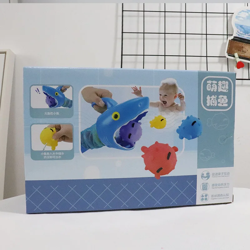 Мультяшная игрушка для ванной в форме животного, Акула, рыбка, ke nie, вода, мягкий звук, Мягкая силиконовая игрушка, водные игрушки