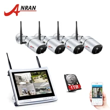 H.265 CCTV 12 дюймов lcd 1080P 4CH NVR комплект монитор 36 IR Открытый IP wifi камера видеонаблюдения безопасности Беспроводная система комплект 1 ТБ HDD