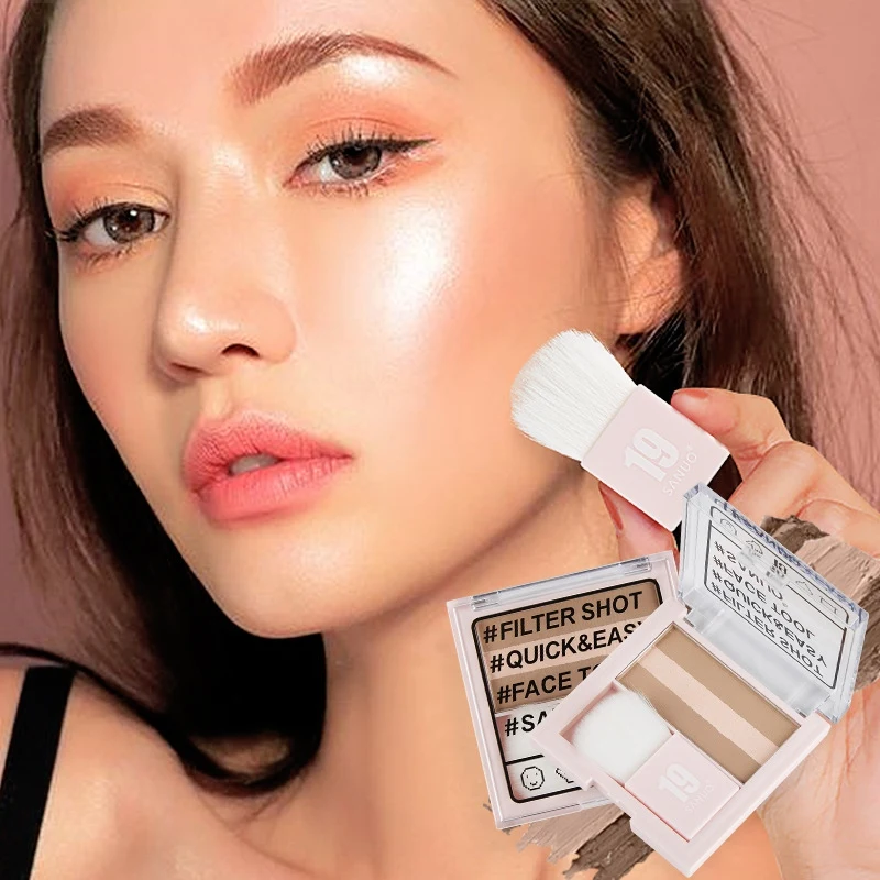 New Highlighter Palette Waterproof Long Lasting Brighten Skin Color Contour Powder
